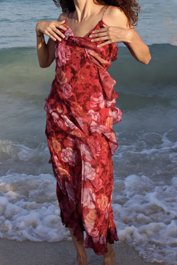 Floral Print Ruffle Maxi Dress